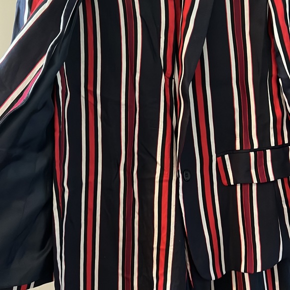 Pinstripe Linen Pantsuit (Blazer Size 8/Pants Size 12) - Picture 4 of 5